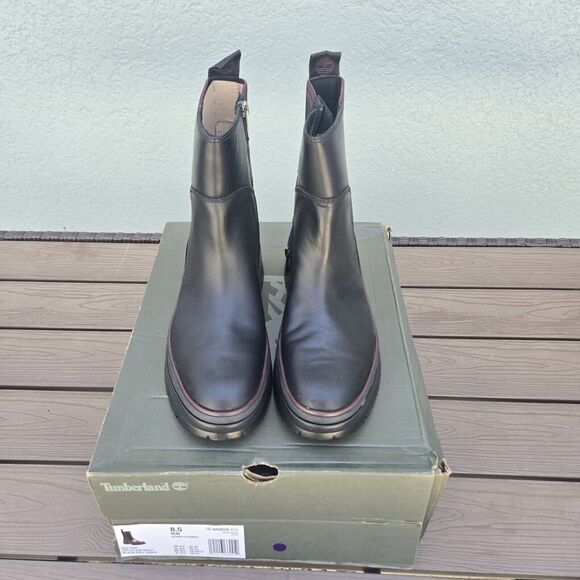 Timberland Women's Malynn Waterproof Side-Zip Mid Boot | Black Full Grain sz 8.5 - Picture 3 of 5